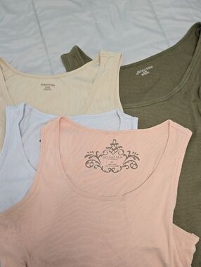 Sonoma & St John's Bay Ribbed Tank Top Set - Blush, Olive, Cream, Light Blue